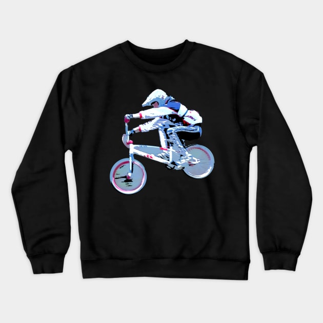bmx race t-shirt Crewneck Sweatshirt by rickylabellevie